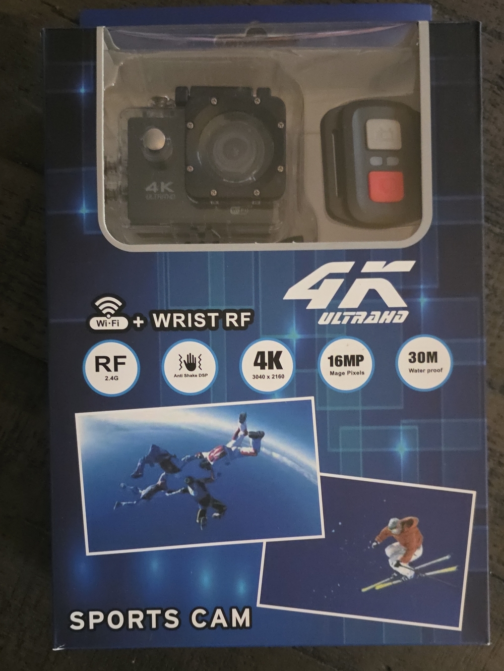 4K UltraHD Sports Body Camera with RF Wrist Remote - Black